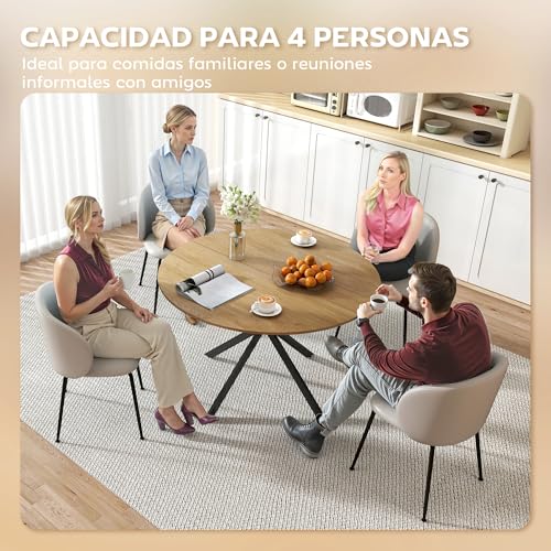 Miniatura 5 de Homcom Mesa De Comedor Redonda Para 4 Personas Mesa De Cocina Industrial Con Estructura De Acero Ø120x75 Cm Roble