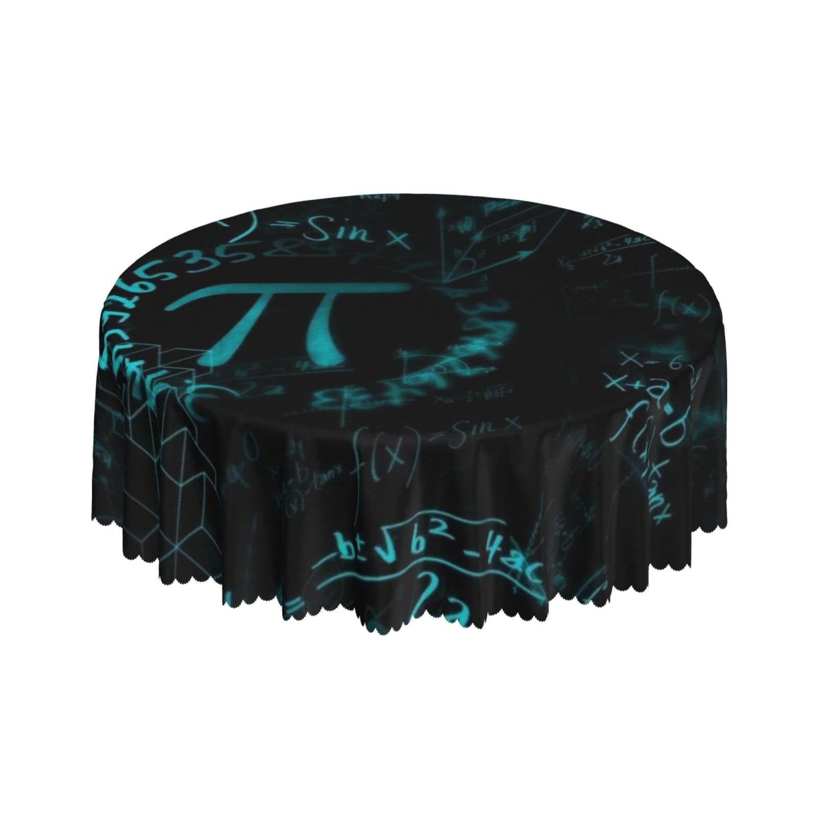 Lsjuee Pi Formula Equation Mathematics Black Round Tablecloth 60 Inch Printed Washable Tablecloth for Dining Party Holiday Fall Home Decorative