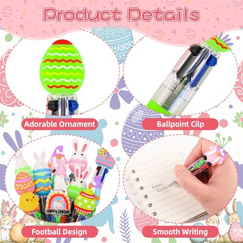 LiYiQ 50 bolígrafos multicolor 4 en 1 diseño Pascua miniatura 7