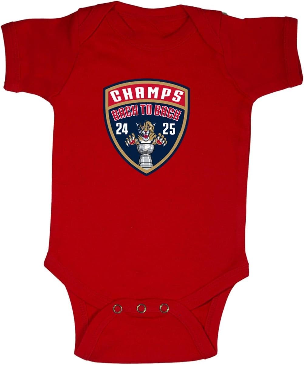 Panthers 2025 Champions Back 2 Back Baby 1 Piece Short Sleeve