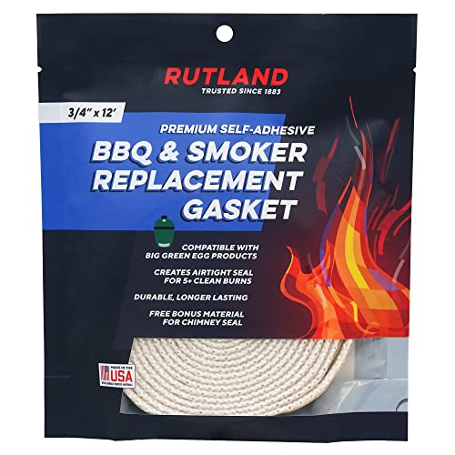 Rutland 99N12 Big Green Egg Replacement Gasket High Temperature Clean Burn Gasket Kit Fits Large Medium Small and Mini Ceramic Grills 12 ft