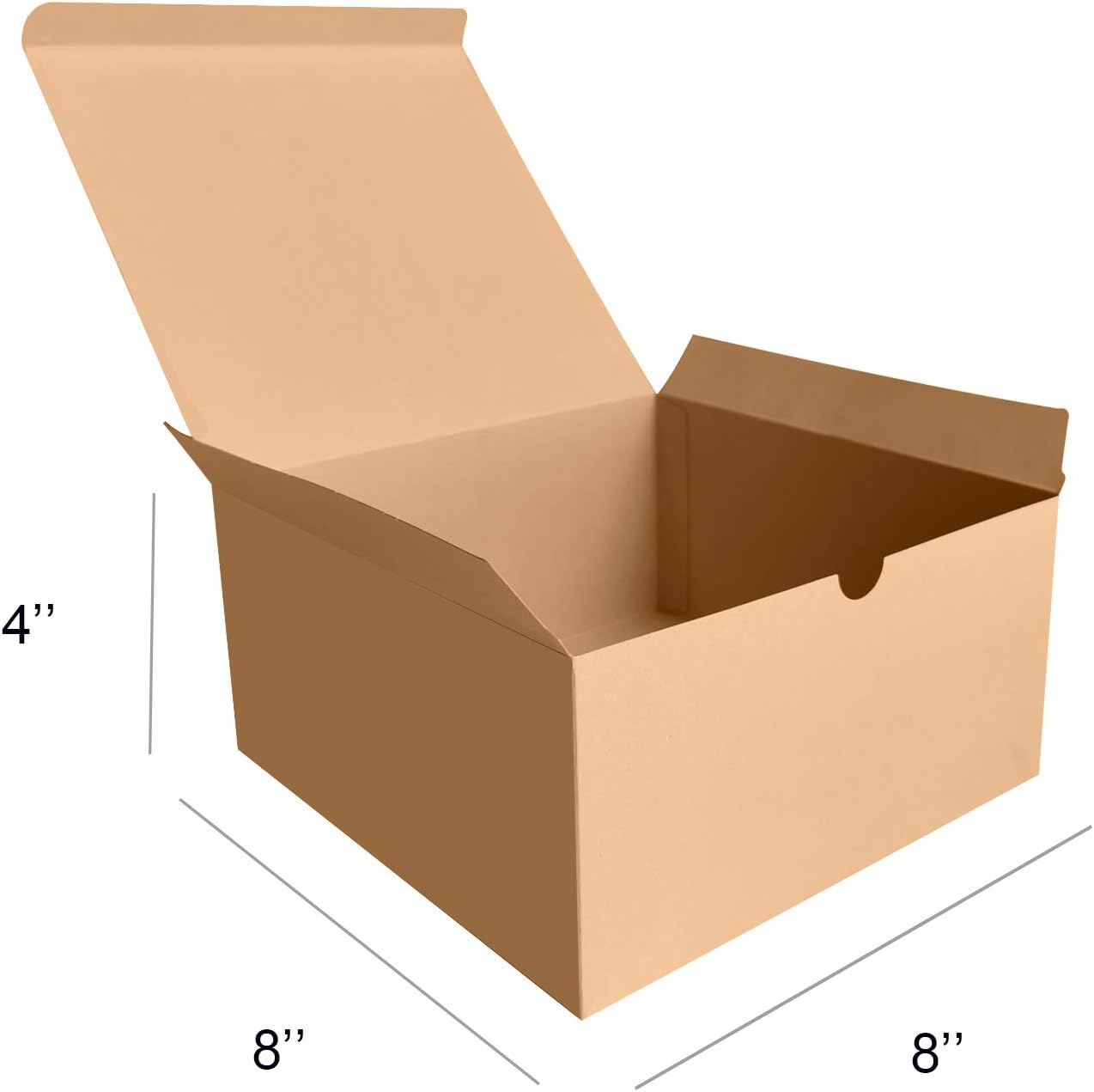 Niclogi Gift Boxes 12 Pack 8 x 8 x 4" Fold Kraft Paper Gift Boxes with Lids for Gifts, Bridesmaids Proposal Boxes, Cupcake Boxes, Ornaments Gifts Boxes, Crafting(Brown)