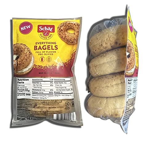 Gluten Free Bagels Bundled By Tribeca Curations | 2 Flavor Combo: Plain And Everything | Value Pack Total Of 8 Bagels #TOP2