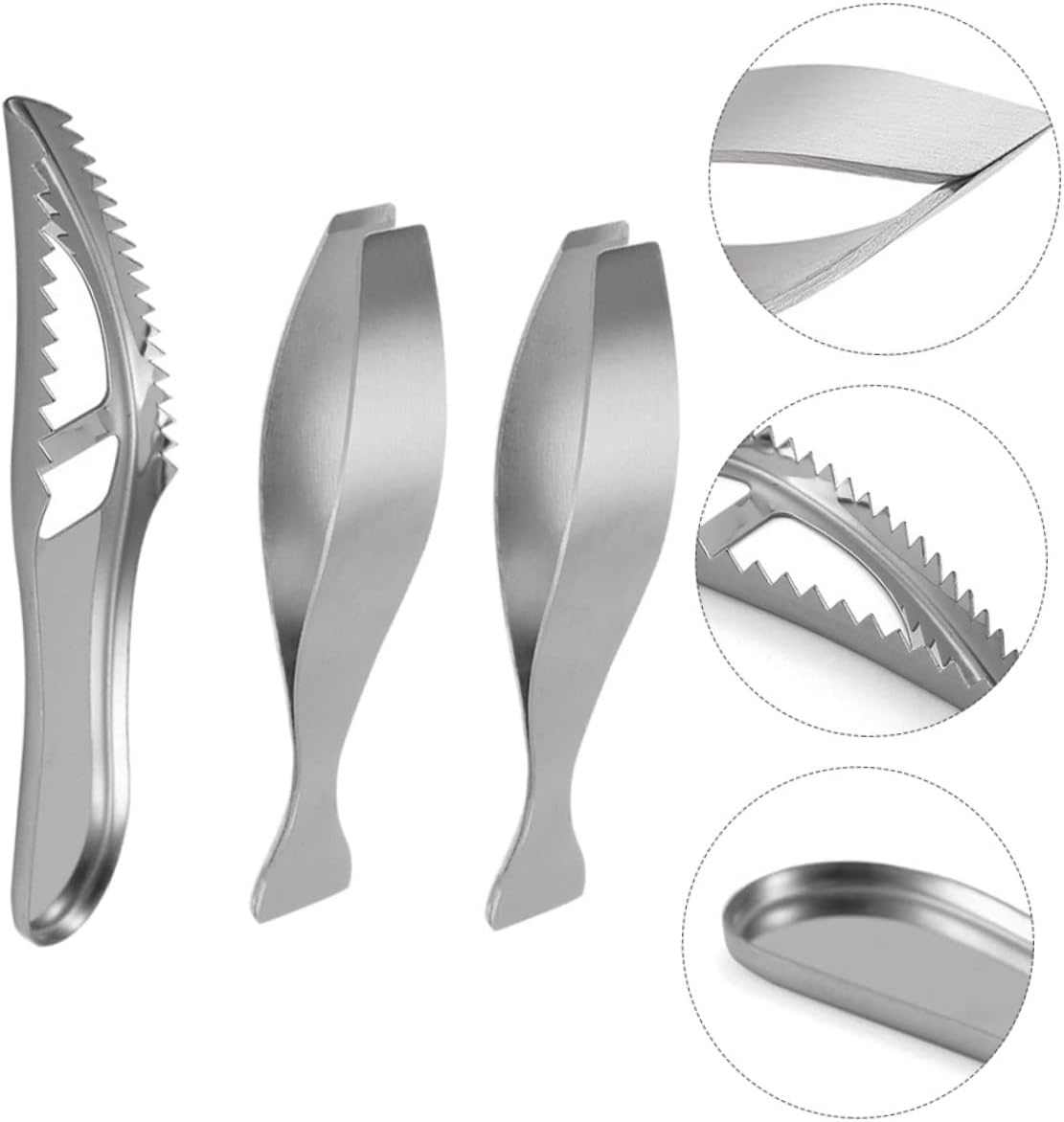 2sets Scale Scraper Fish Cleaning Tools Tweezers for Easy Seafood Preparation for Fish Shrimp and More Kitchen Gadgets Silver