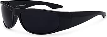 grinderPUNCH Schwarze, super dunkle Herren-Sonnenbrille – schlanker Wrap-Around-Gangster-Stil