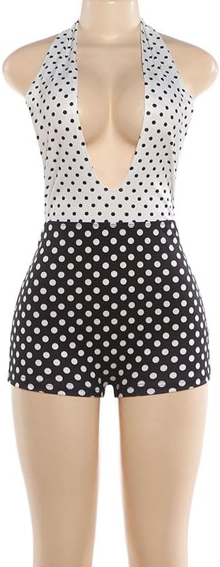 Womens Polka Dot Jumpsuits Shorts Sexy Halter Sleeveless Bodycon Fashion Rompers One Piece Outfits New overalls for women