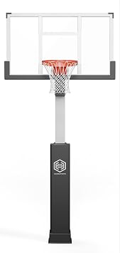 Dominator Premium Inground Adjustable Basketball Hoop - 60 Backboard w/ 3' Overhang - Aluminum Adjustable Basketball Goal - Adjusts from 7' - 10', Made of Heavy Duty Rust Proof Aluminum