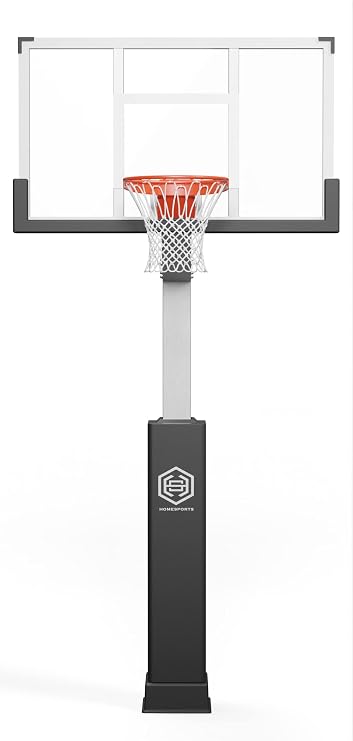 Dominator Premium Inground Adjustable Basketball Hoop - 60 Backboard w/ 3' Overhang - Aluminum Adjustable Basketball Goal - Adjusts from 7' - 10', Made of Heavy Duty Rust Proof Aluminum