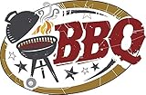 Cool Simple BBQ Barbecue Grill Cartoon Icon Vinyl Decal Bumper Sticker (8' Wide)
