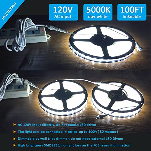 Tira de LED Regulable 120V Luz Blanca 5000K 5 m miniatura 2