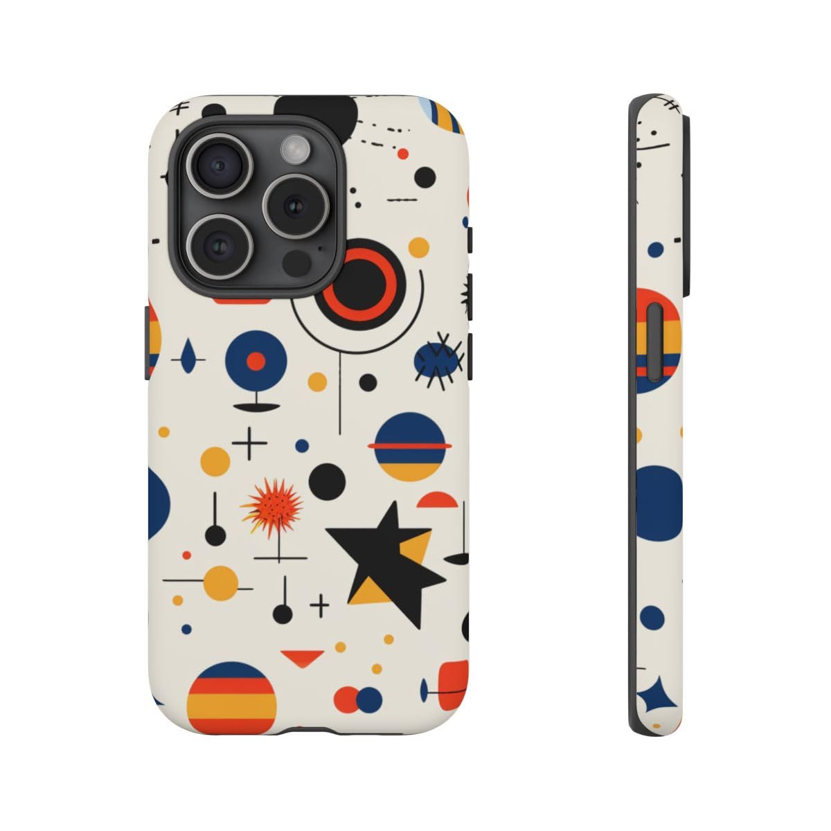 Coque iPhone 15 Pro motif céleste abstrait et finition mate rigide