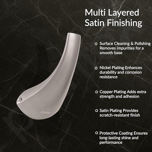 Image of Plantex Smero Pure Brass Made Hooks for Hanging Clothes /Towel Hanger for Bathroom /Robe Hook /Hanger for Living Room - Effect (Satin Matt)