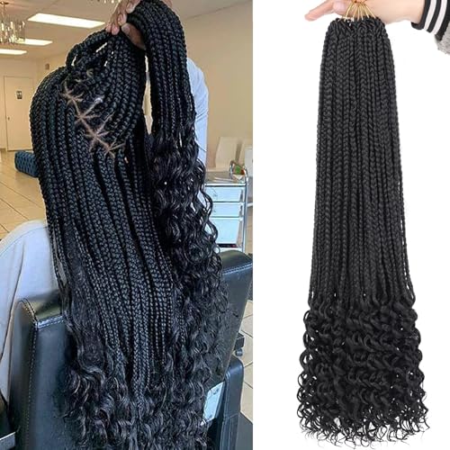 24 Inch Goddess Box Braids Crochet Hair with Curly...