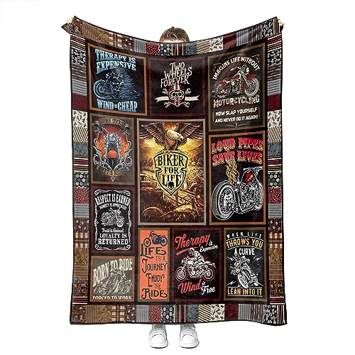 YunTu Motorcycle Blanket Super Soft Sherpa Throw Blankets for Bed Sofa and Couch Cool Motorcycle Gifts for Men and Women Fluffy Warm Blankets 50'' x 60'' (Ride)