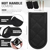 Dandat 24 Set Hot Handle Covers for Daily Replace Use Gift Pan Handle Sleeve Covers Heat Resistant Cast Iron Holder Sleeve Washable Handgrip Mitts for Christmas Kitchen Gifts Craft (Black)