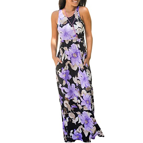 Charmore Women's Floral Print Racerback Sleeveless Casual Long Maxi Dress Charmore Women's Floral Print Racerback Sleeveless Casual Long Maxi Dress