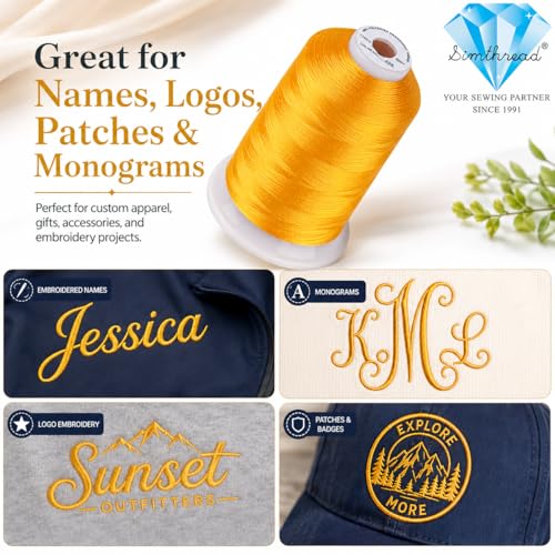 Image of Simthread 5000M 40WT Polyester Embroidery Thread, Orange 208 | 5000M 40WT polyester thread feeds smoothly for machine embroidery, monograms, logos, patches and quilting.