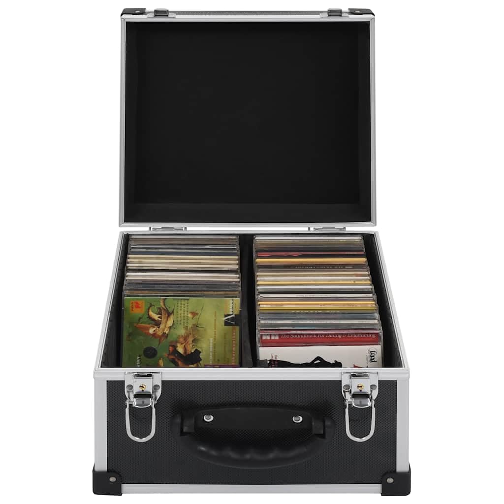 vidaXL CD Koffer für 40 CDs mit 2 Schlüsseln DJ Case Box Alukoffer Aufbewahrungsbox Transportbox Sortimentskoffer Aluminium ABS Schwarz DVD