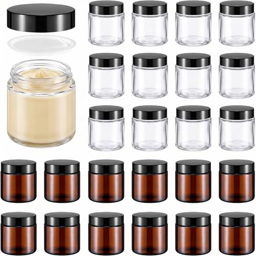 Image of Norme 24 Pcs 4 oz Glass Jars with Lids Cosmetic Jars, Amber, Clear