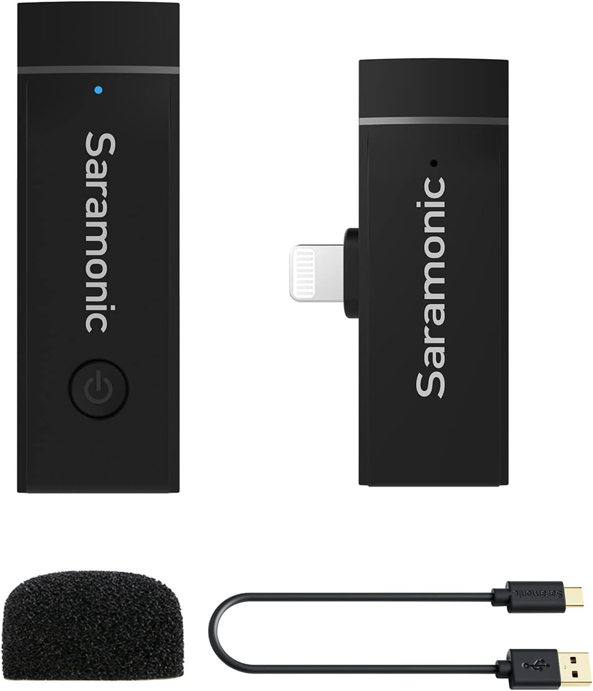 Saramonic Wireless Lavalier Microphone for iPhone,MFi Certified, Plug Play Noise Cancelling Lapel Mic,196ft Transmission,10H Working Time,Cordless Clip on Mic for Video Recording Live Streaming