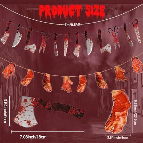 Halloween Blood Props Weapon Garland Banner, Hanging Scary Fake Severed Body Parts for Haunted House Halloween Party Decorations Supplies - Image 6
