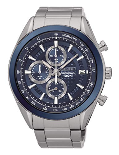 Seiko HerrenArmbanduhr Chronograph Quarz Edelstahl SSB177P1, Silber