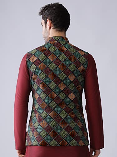Image of KISAH Men's Jacket - Printed Cotton Blend - Indian Wedding Outfit for Men - Ideal for Weddings and Festivals