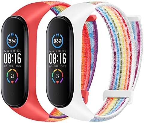 YCHDDER Solo Loop Nylon Strap Compatible with Xiaomi Mi Band 7 6 5 4 3/Amazfit Band 5,Lightweight Breathable Comfortable Adjustable Sports Replacement Strap for Xiaomi Mi Band NFC 7 6 5 for Women Men