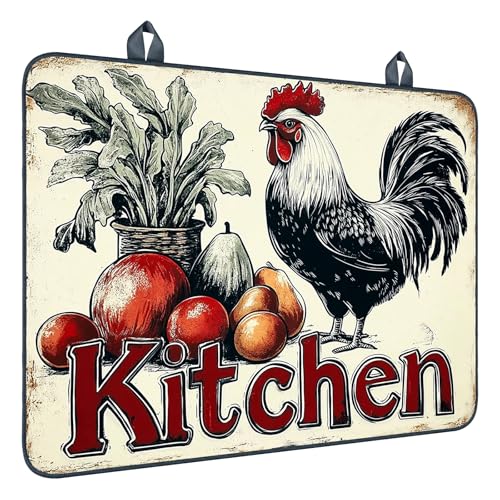 Image of Nuxovilar Vintage Kitchen Stove Cover Diatom Mud 20.47x28.34 In | Glass Protector Countertop Mat Counter Saver Cooktop Cover Family Living Space Cooking Room (Vintage Kitchen)