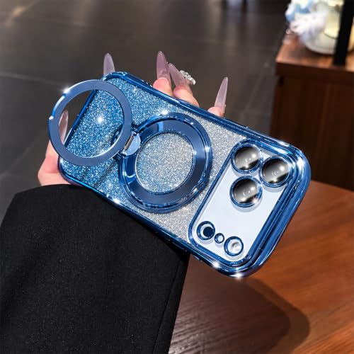 LXK 360 Spin Magnetic Stand for iPhone 18 Pro Case Glitter Bling Card