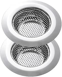 Kitchen Sink Strainer 2 Pack, 4.5 Inch/11.5cm Stainless Steel Sink Drain Strainer Kit Food Catcher for Kitchen Sink
