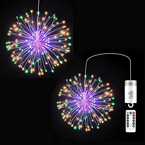 Happy Spark Fireworks Lights 480 Led Copper Wire String Lights 8 Modes Waterproof Fairy Lights With Remote, Fireworks Lights Indoor Fairy Remote Lights Decorative Hanging Part Lights-Battery-Colorful #TOP11