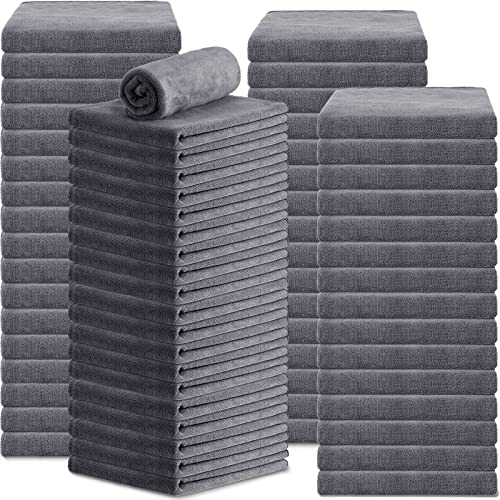 Newwiee 72er-Pack Mikrofaser-Handtücher, bleichsicher, im Großpack für den Salon, 45 x 76 cm, fusselfrei, trocknen Haare, Handtücher für Haare, Fitnessstudio, Bad, Spa, Rasur, Friseur (Grau)