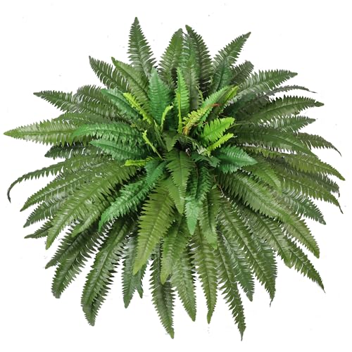Fake Ferns, 48in Artificial Ferns for Outdoors, 88 Fronds Large Boston Fern | | UV Resistant & Lifelike, Glossy & Silky Leaves, Faux Fern Ideal for Porch Planters Windowsill Garden Home Indoors Decor