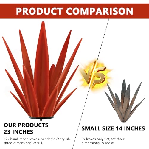 Image of TOMBABY Enlarge Metal Plants Tequila Rustic Sculpture, Outdoor Patio Yard, Home Decor Hand Painted Agave Garden Statue, Outdoor Lawn Ornaments Yard Stakes for Mom Gift (1 RED Big&Large)