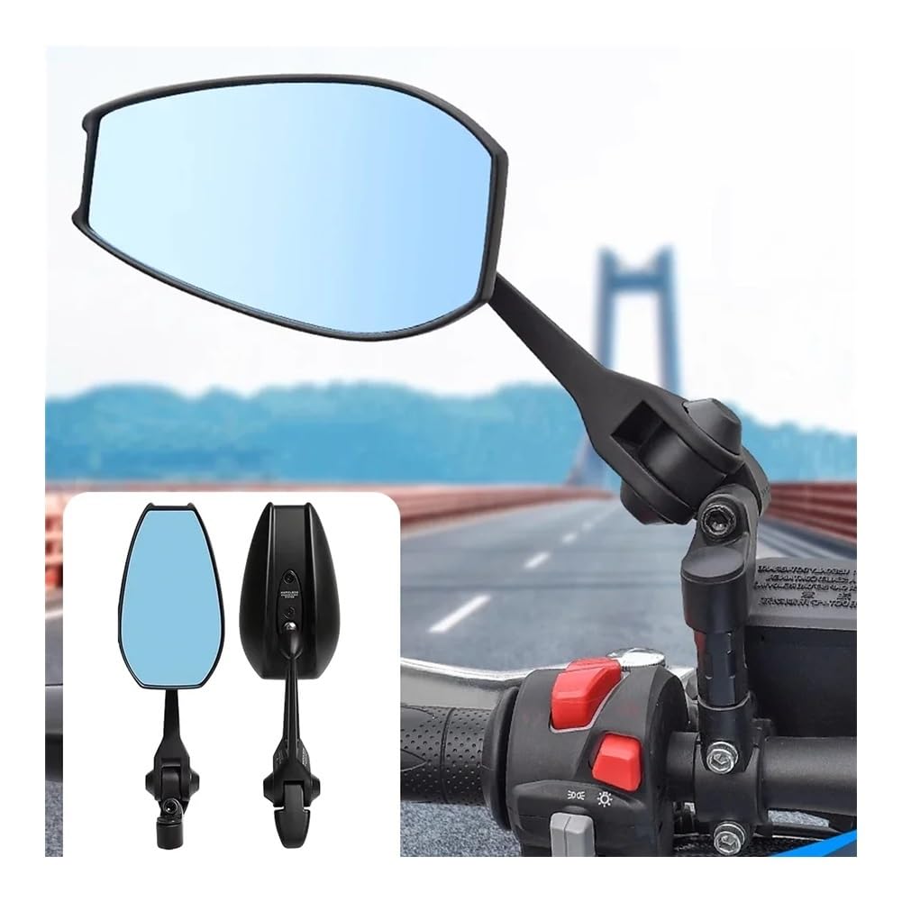 2 Espejos Retrovisores Para Motocicleta, Con Lentes Blancas Y Azules, Antideslumbrantes, Para Manillar De Scooter, Bicicleta Y Motocicleta Retrovisor moto