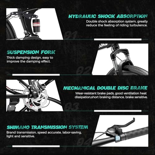 image for MarKnig 26 Inch Adult Folding Bikes， Mountain Bicycles with Full Sus