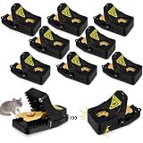 flintronic Piège à Rats Professionnel, 8PCS Clips de Piege a Souris Efficace Réutilisables, Piège Souris avec Boîte à Appâts, Tapette Convient pour Cuisines Jardins Exterieur