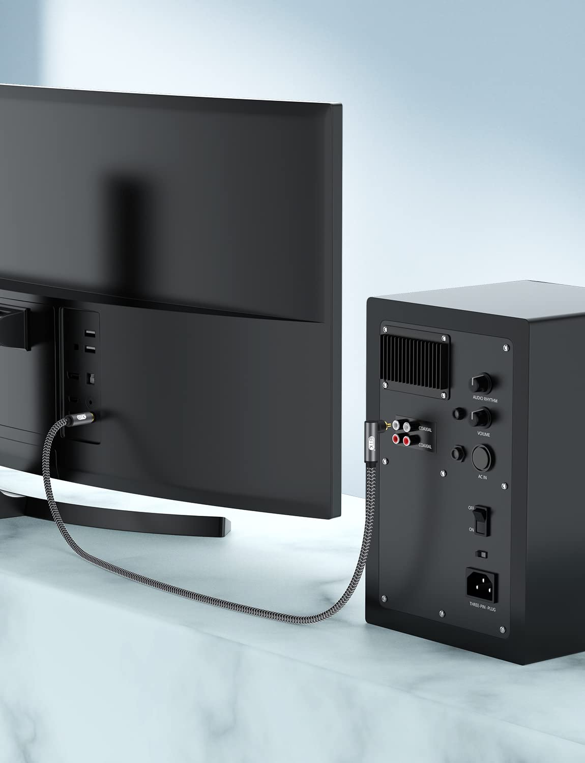 Cavo Subwoofer RCA Da 1,5m - Connettori Oro 24k, Angolo 90° | Per Home Theater, Amplificatori - Foto 3