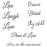 Live, Laugh, Love Motivational Temporary Tattoo 5 Individual Temporary Tattoo 4.02x4.02in