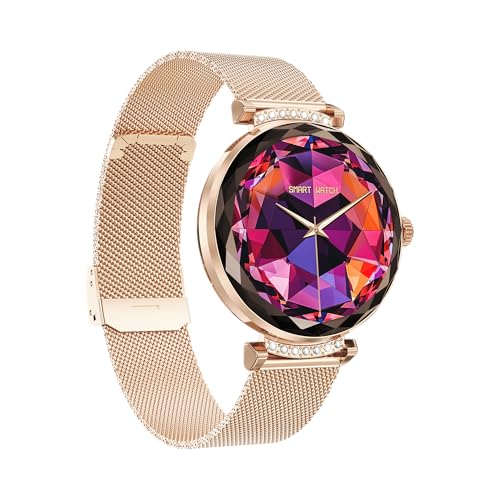 Montre connectée femme étanche IP68 cadeau chic or et diamants