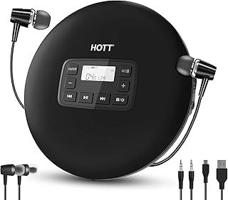 Przenośny odtwarzacz CD osobisty kompaktowy odtwarzacz płyt z wyświetlaczem LCD Anti-Skip/Shock Mini Music CD Walkman Player ze słuchawkami do domu samochodu podróżnego