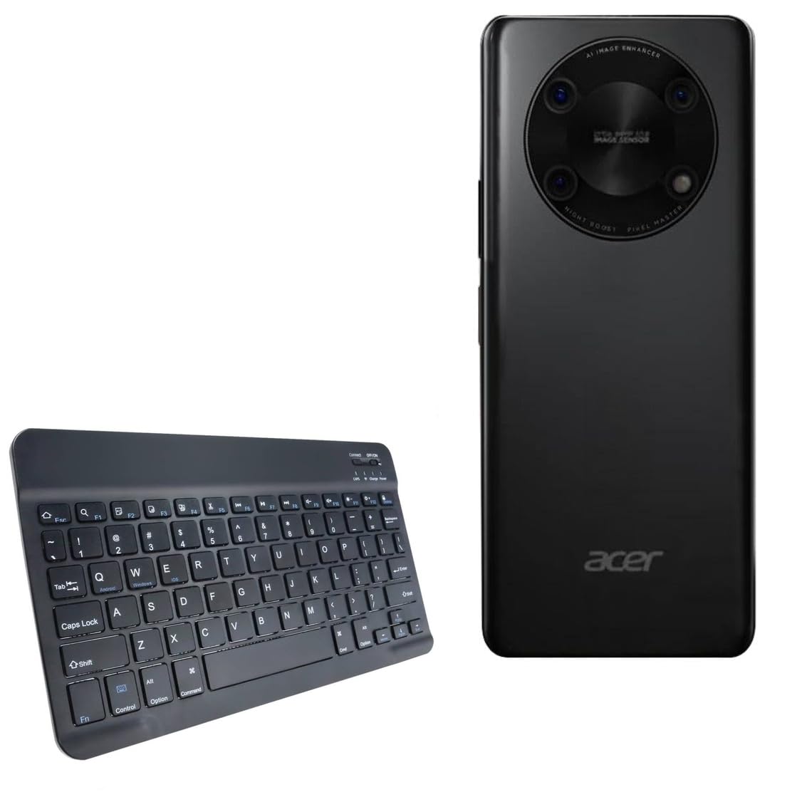 BoxWave Keyboard Compatible with Acer Super ZX - SlimKeys Bluetooth Keyboard, Portable Thin with Chiclet-Style Keys - Jet Black
