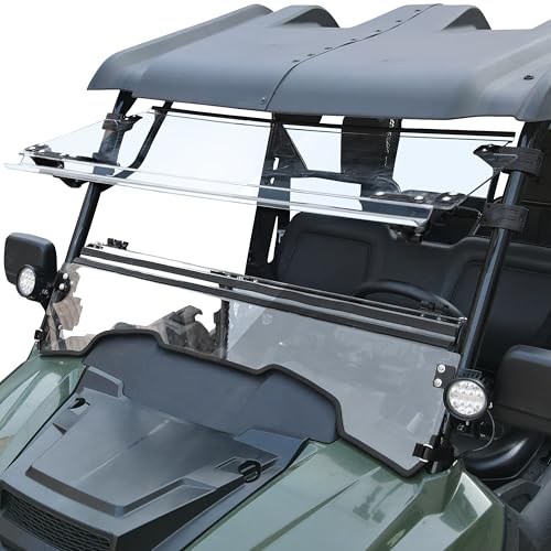 POKIAUTO Flip Up Windshield for Honda Pioneer 700-2 / 700-4 2014-2025 3-IN-1 1/5 Hard Coated PC Adjustable Windscreen for Pioneer 700 2P 4P Accessories Open/Vented/Closed Installation Video