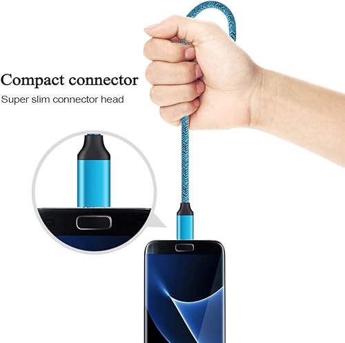 Miniatura 3 de Paquete de 2 cables micro USB para Android de carga rápida, compatibles con Samsung Galaxy S7 S6 EdgeActive, J8 J7 J3 V, Moto E5 G5 G6 Play,