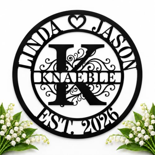 Custom Metal Sign Personalized Family Name Sign Monogram...