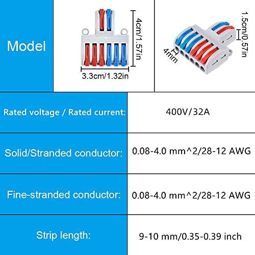 DIKEBAO 10Pcs Compact Wire Connector Lever Nut Wire Connectors Connecting Terminal Set with Lever Quick Wiring Cable Connector 2 in 6 out Quick Cable Clamp Terminal Block for Circuit Inline