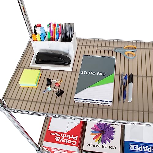 Seville Classics Heavy Duty Fitted Wire Shelf Liners Water-Resistant Protector Mat, Non Adhesive, for Wired Shelves, Office, Kitchen, Garage, Semi-Transparent Taupe, 60" x 24" Shelf (5-Pack) by Seville Classics - Image 3
