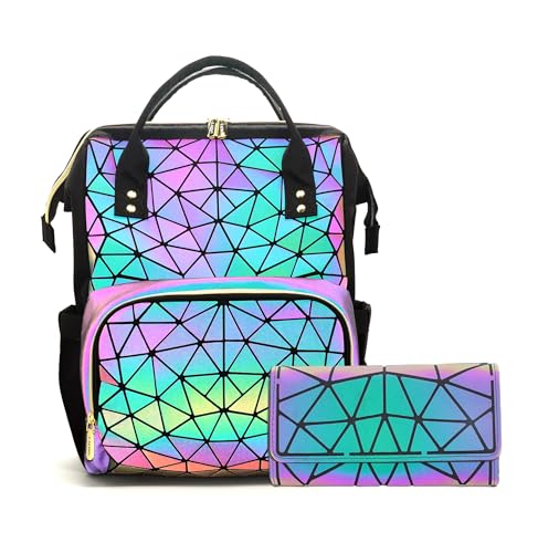 Sac à dos ordinateur portable géométrique résistant avec portefeuille G