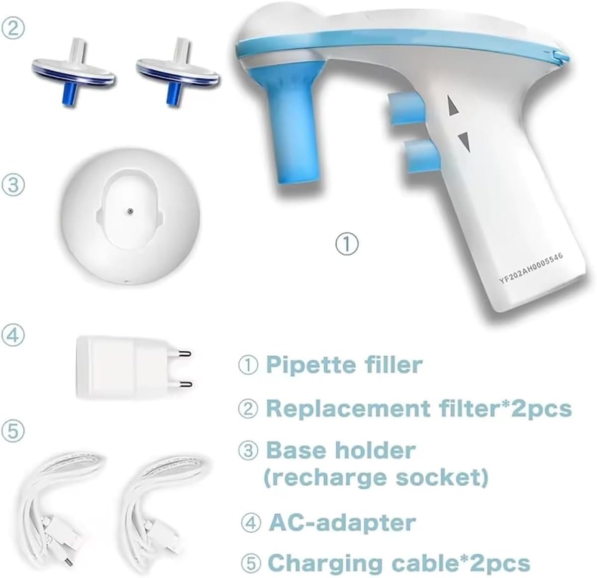 Electric Pipette Controller, Lab Automatic Pipette Filler, 0.1-100ml Electric Pipettor with 0.45um Hydrophobic Filter, Adjustable Speed and 2 Drainage Modes, Rechargeable, for Experiment, Lab
